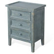 Rena Side End Table with 3 Drawers- 19 Inch Rustic Green Mahogany Wood