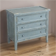 Rena Side End Table with 3 Drawers- 28 Inch Rustic Green Mahogany Wood