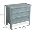 Rena Side End Table with 3 Drawers- 28 Inch Rustic Green Mahogany Wood