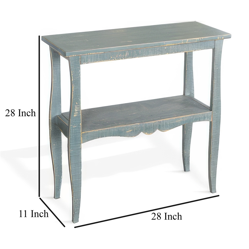 Rena Side End Table- Scallop Trim- 28 Inch Seagrass Green Mahogany