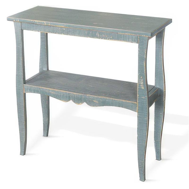 Rena Side End Table- Scallop Trim- 28 Inch Seagrass Green Mahogany