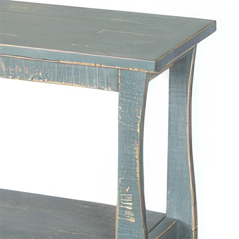Rena Side End Table- Scallop Trim- 28 Inch Seagrass Green Mahogany