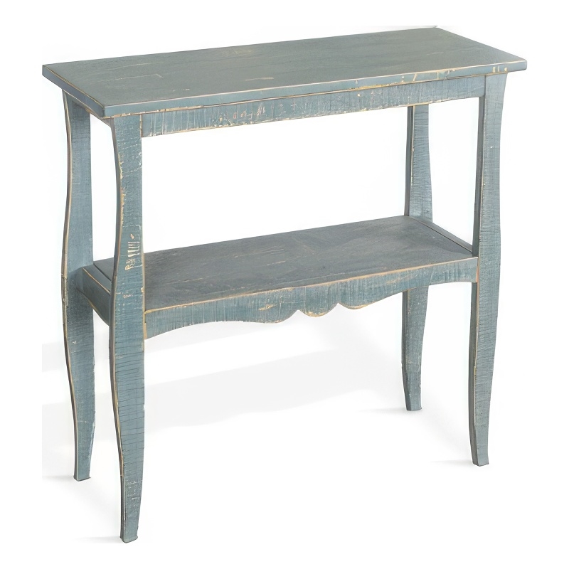 Rena Side End Table- Scallop Trim- 28 Inch Seagrass Green Mahogany