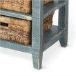 Rena End Table- 3 Natural Rattan Storage Baskets- 20 Inch Green Wood