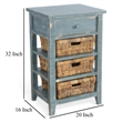 Rena End Table- 3 Natural Rattan Storage Baskets- 20 Inch Green Wood