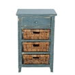 Rena End Table- 3 Natural Rattan Storage Baskets- 20 Inch Green Wood