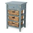 Rena End Table- 3 Natural Rattan Storage Baskets- 20 Inch Green Wood