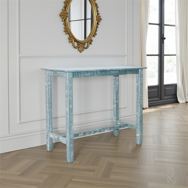 Rena Bar Height Table- 48 Inch Rectangular Seagrass Mahogany Wood