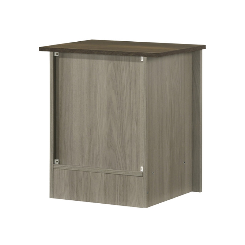 Nena End Table with Cabinet Door- Brown Wood Top- Oak Gray 22 Inch