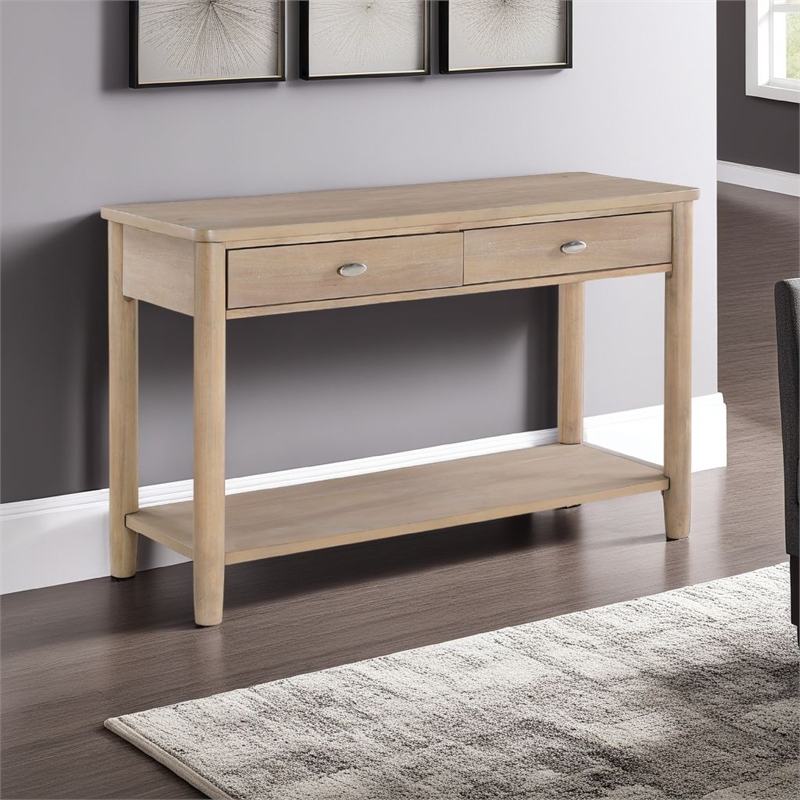 Neka Sofa Console Table- Farmhouse Natural Brown Wood Veneer- 48 Inch