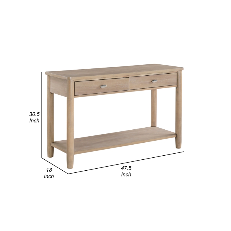 Neka Sofa Console Table- Farmhouse Natural Brown Wood Veneer- 48 Inch