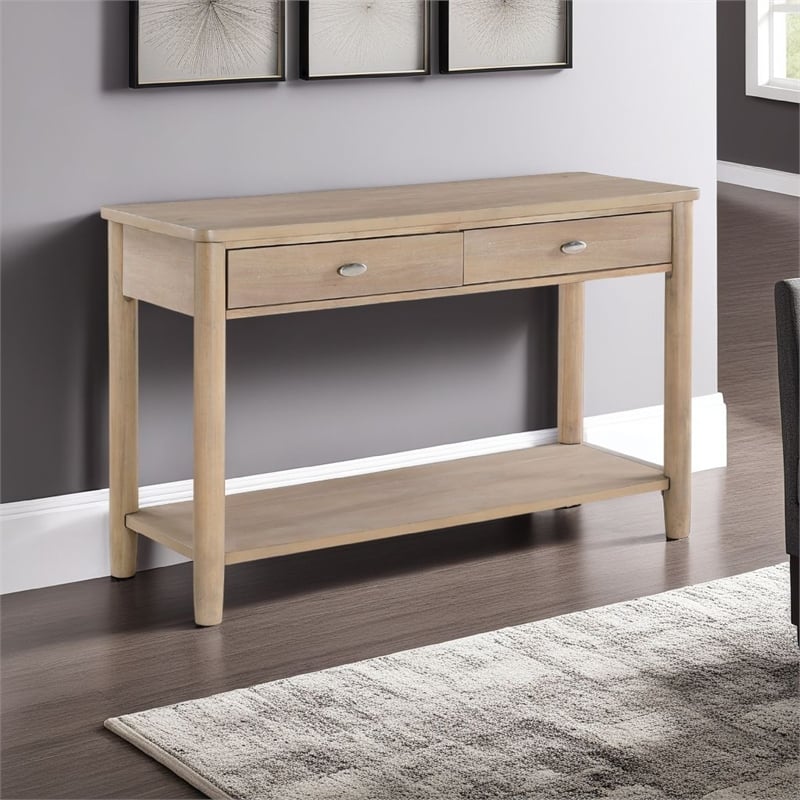 Neka Sofa Console Table- Farmhouse Natural Brown Wood Veneer- 48 Inch