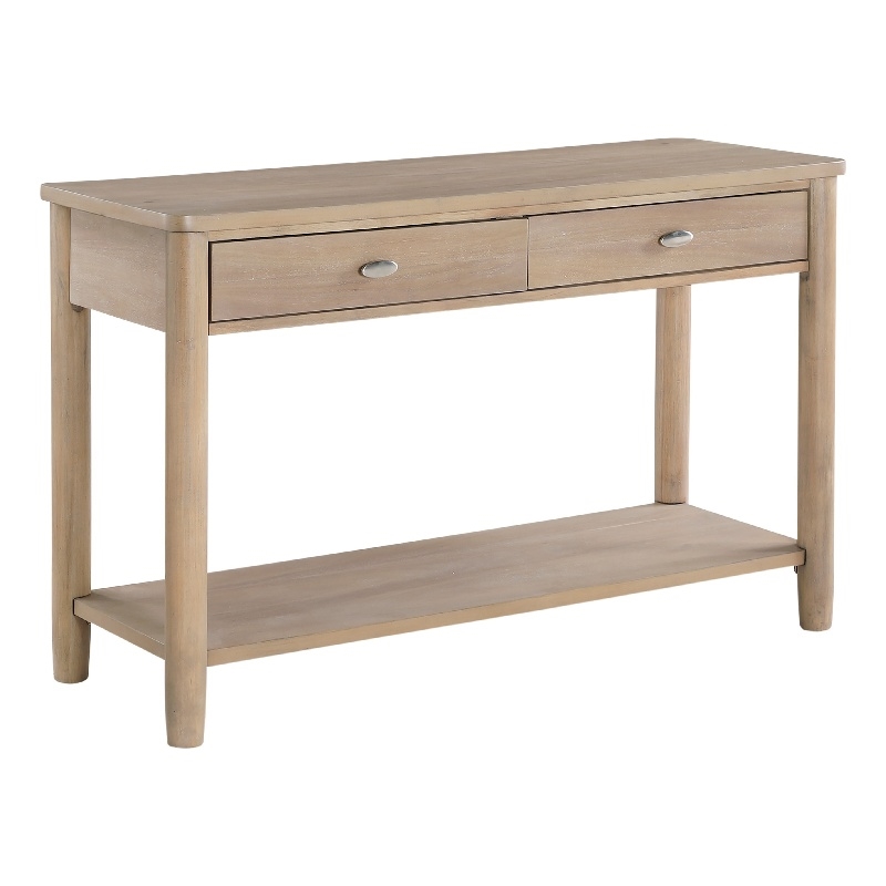 Neka Sofa Console Table- Farmhouse Natural Brown Wood Veneer- 48 Inch