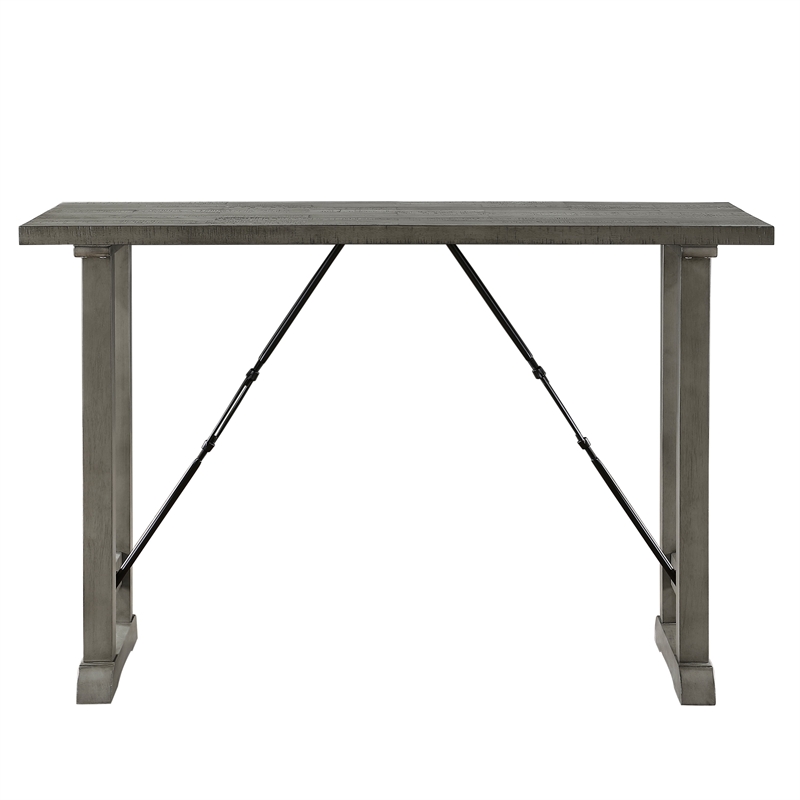Anab Counter Height Table- Rectangular Gray Wood and Turnbuckle Base