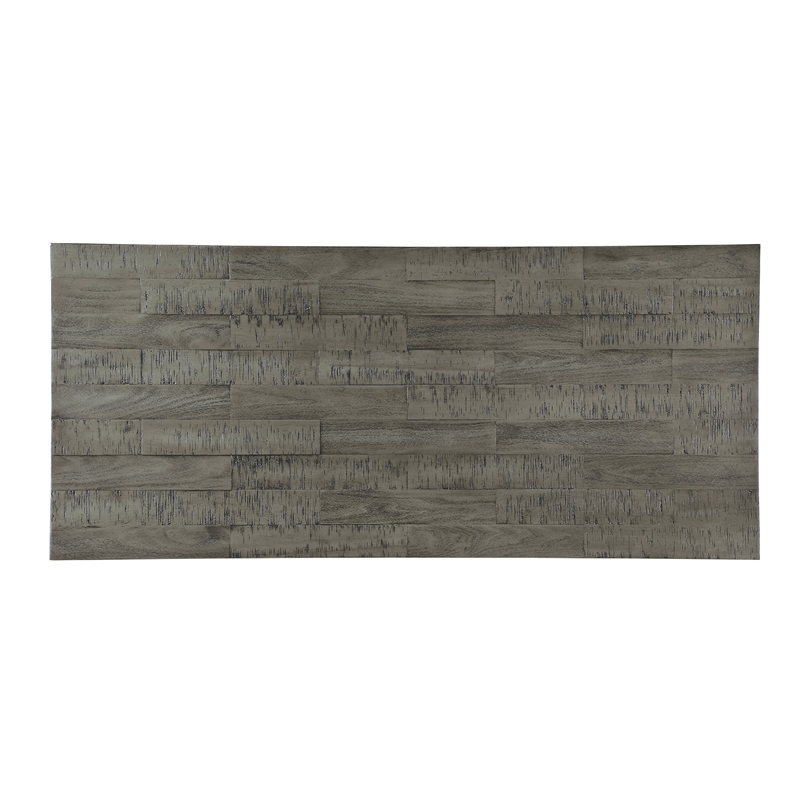 Anab Counter Height Table- Rectangular Gray Wood and Turnbuckle Base