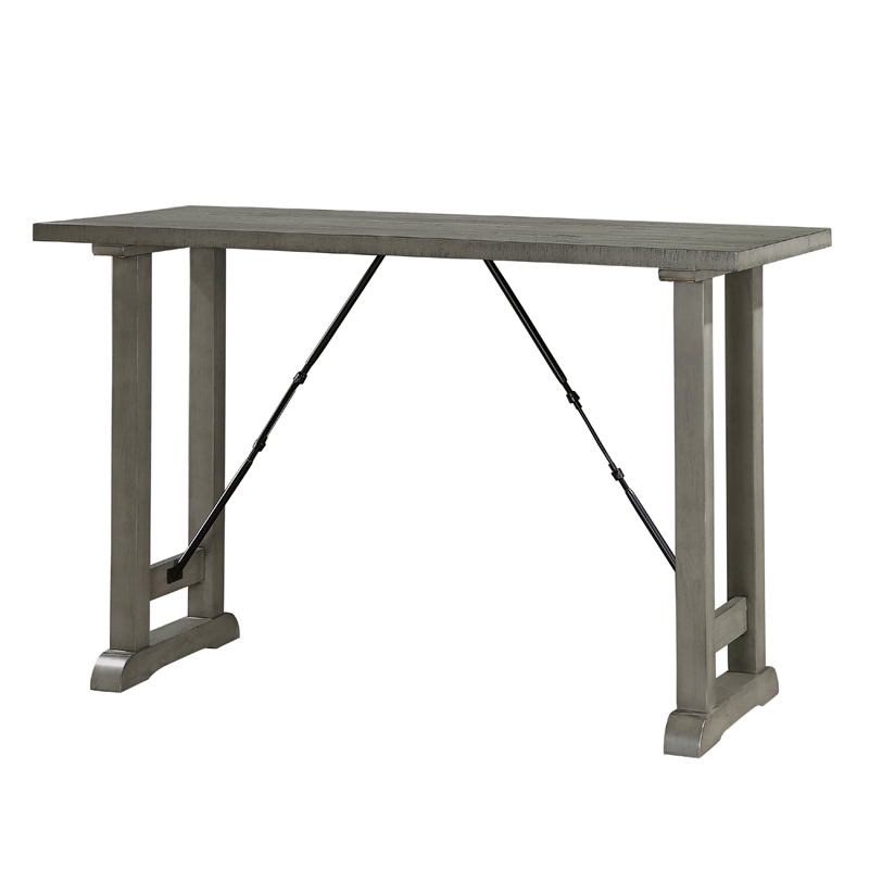 Anab Counter Height Table- Rectangular Gray Wood and Turnbuckle Base