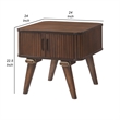 Manny Side End Table- 2 Tambour Doors- A Frame Walnut Brown 24 Inch
