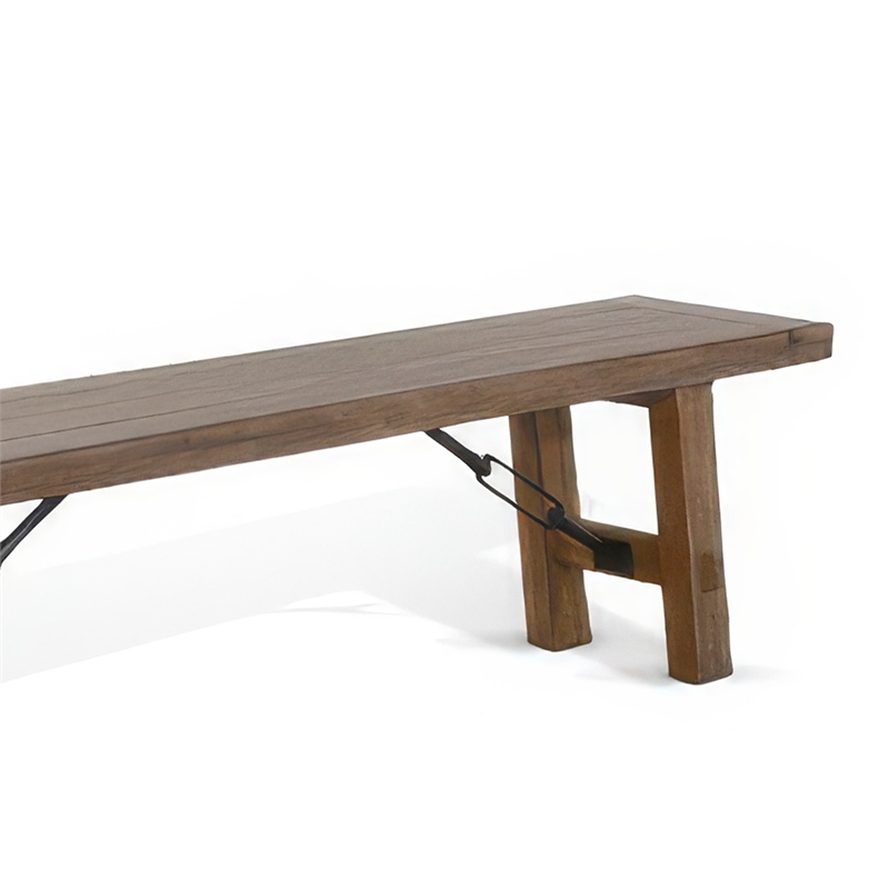 Yael Bench- 72 Inch Light Brown Mindi and Mahogany- Turnbuckle Accents