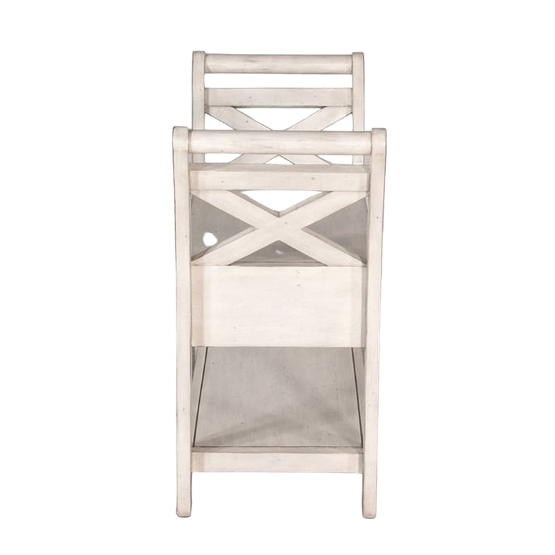 Sime 36 Inch Accent Bench- X-Panel and Storage- Ivory White Mahogany