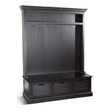 Kota Foyer Coat Rack Entry Hall Tree w Storage Bench- Black 85 Inch