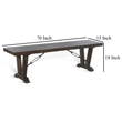 Flint Dining Bench with Turnbuckles- 70 Inch Dark Brown Mahogany Wood