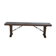 Flint Dining Bench with Turnbuckles- 70 Inch Dark Brown Mahogany Wood