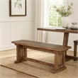 Yael Side Dining Bench- Plank Seat- Light Brown Mahogany Wood 48 Inch