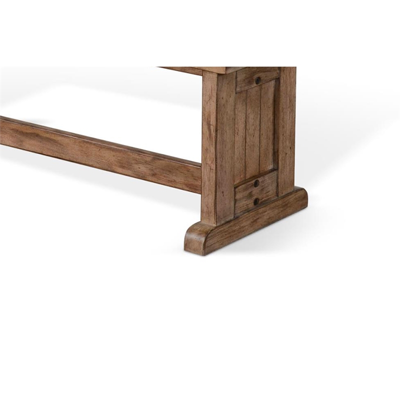 Yael Side Dining Bench- Plank Seat- Light Brown Mahogany Wood 48 Inch