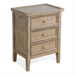 Rena Side End Table - 3 Drawers with Round Knobs - Mahogany Wood