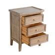 Rena Side End Table - 3 Drawers with Round Knobs - Mahogany Wood