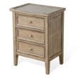 Rena Side End Table - 3 Drawers with Round Knobs - Mahogany Wood