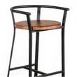 Flint Barstool Chair Set of 2- Round Seat- Dark Brown Mahogany- Black