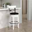 Orso Swivel Barstool Chair Set of 2- Black Faux Leather- White- Black