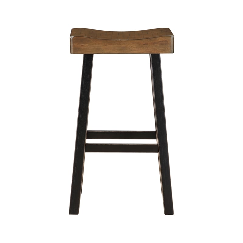 Casy 25 Inch Counter Height Stool- Brown Saddle Seat- Black- Set of 2