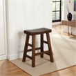 Reggie Counter Stool Set of 2- Saddle Seat Mocha Brown Mahogany
