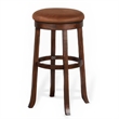 Odel Swivel Barstool Set of 2- Brown Faux Leather- Dark Mahogany