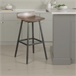 Yael Barstool Set of 2- Low Back- Black- Rustic Brown Mahogany 30 Inch