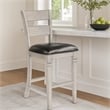 Zeka Barstool Chair Set of 2- Black Faux Leather- Gray Wood Ladderback