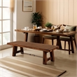 Reggie Wooden Bench - Mahogany Wood- Angled Legs- Turnbuckle Accents