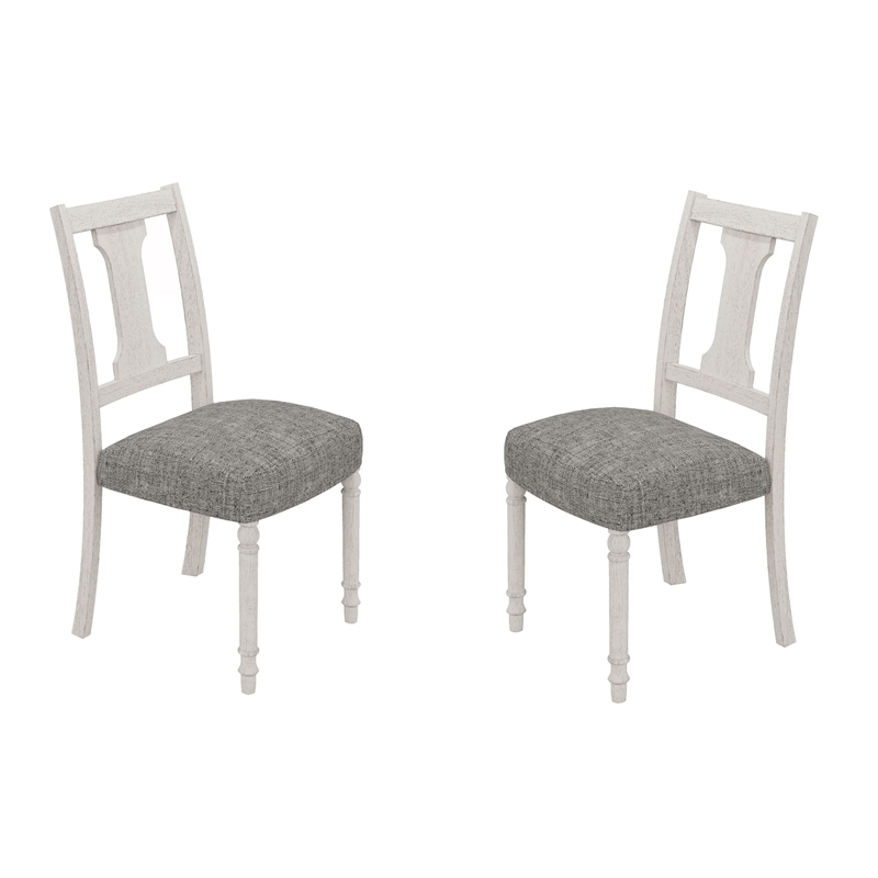 Sane 5pc Dining Table and Chair Set- Fiddleback- Round Top- Gray- White