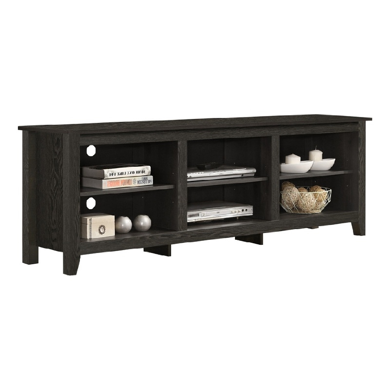 Nitto TV Stand Media Cabinet- Adjustable Open Shelf- Dark Gray 70 Inch