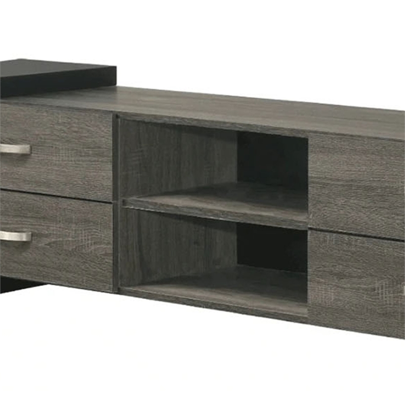 Teny TV Stand Media Cabinet- 70 Inch- 4 Drawers- Black Edge- Gray Wood