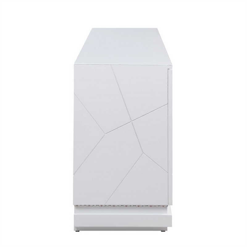 Lay 71 Inch TV Console with Fireplace- Speaker- LED- Cabinets- White Wood