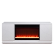 Lay 71 Inch TV Console with Fireplace- Speaker- LED- Cabinets- White Wood