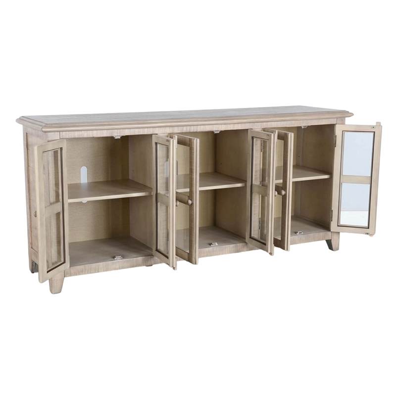 Rena TV Media Entertainment Console- Adjustable Shelves- 70 Inch Gray