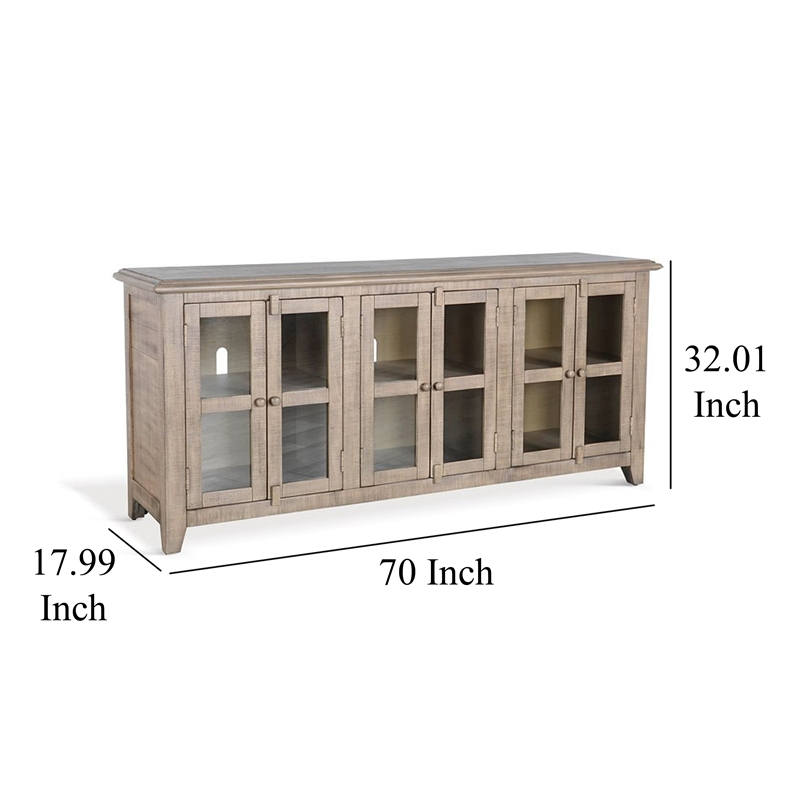 Rena TV Media Entertainment Console- Adjustable Shelves- 70 Inch Gray