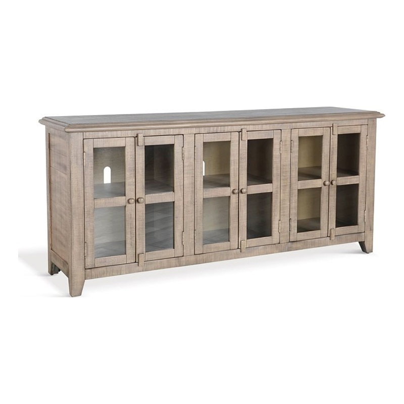 Rena TV Media Entertainment Console- Adjustable Shelves- 70 Inch Gray