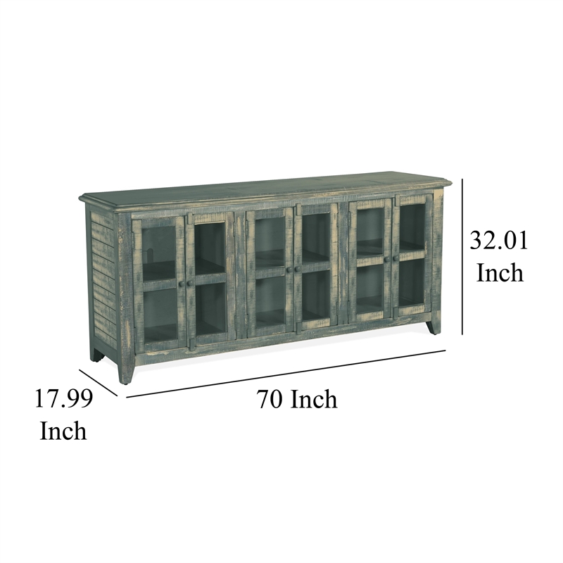 Rena TV Media Entertainment Console with Shelves- 70 Inch Rustic Green