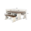 Sime 4pc Corner Breakfast Nook Set - Dining Table with 3 Benches