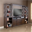 Flint 4pc TV Wall Entertainment Console- 2 Pier- Bridge- Brown